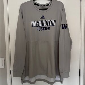 adidas Men’s Washington Huskies Long Sleeve Crew Neck Shirt Fleece Lined ~ 3XL